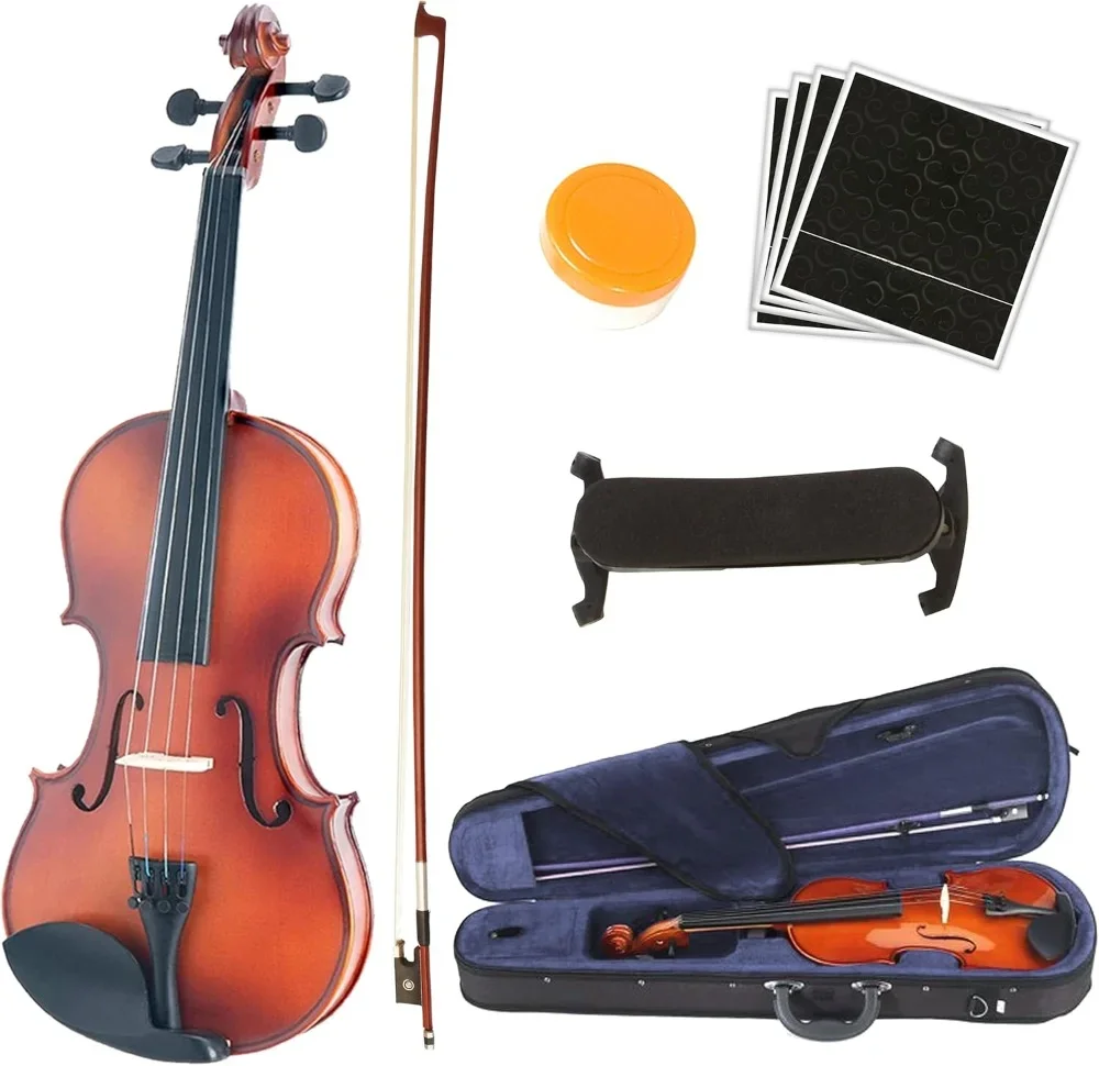 

Violin For Beginners, Kids & Adults - Beginner Kit For Student w/Hard Case, Rosin, Bow - Starter Violins, Wooden Stringed