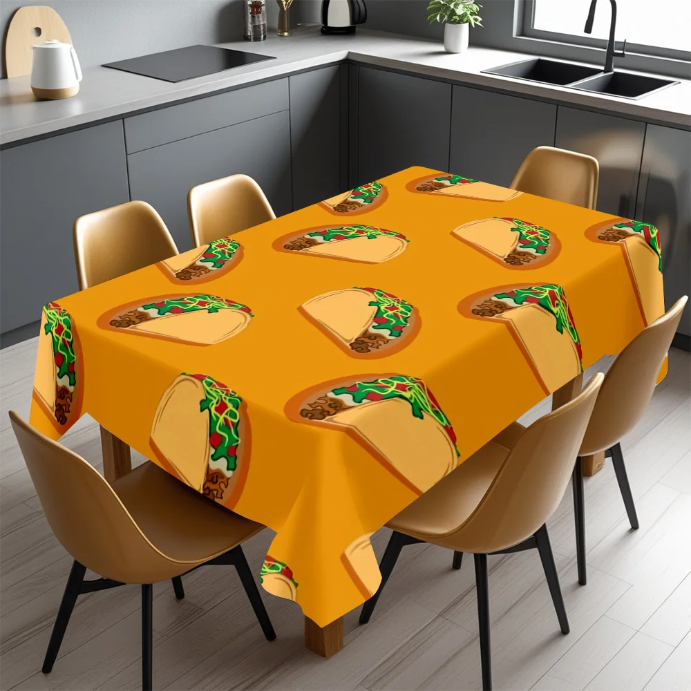The tablecloth for the May 5th festival celebration - rectangular, with a rural Mexican design, yzb