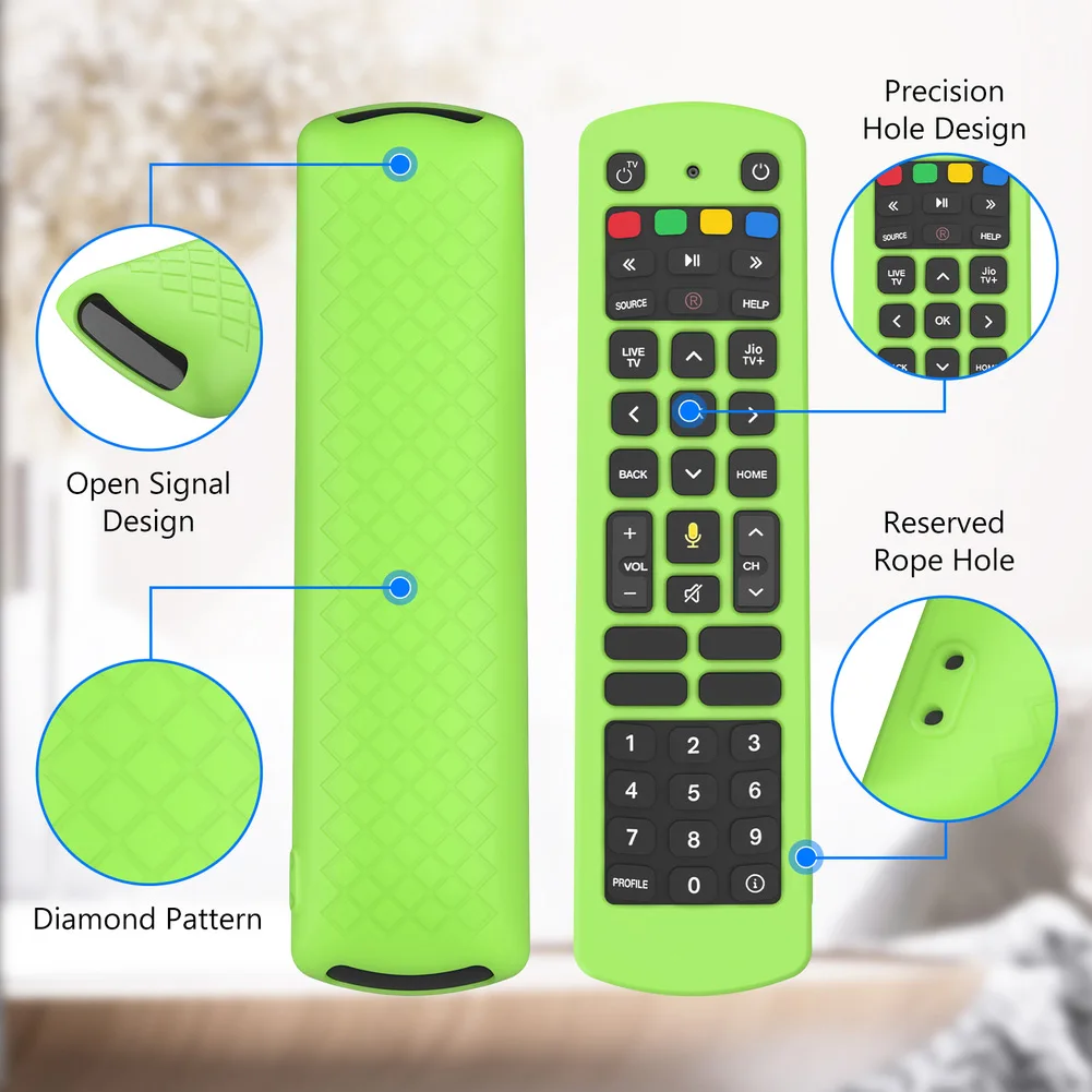 Silicone Case For Jio TV Voice Remote Soild Color Lightweight Shockproof Anti-Slip Soft Shell Remote Control Protective Cover