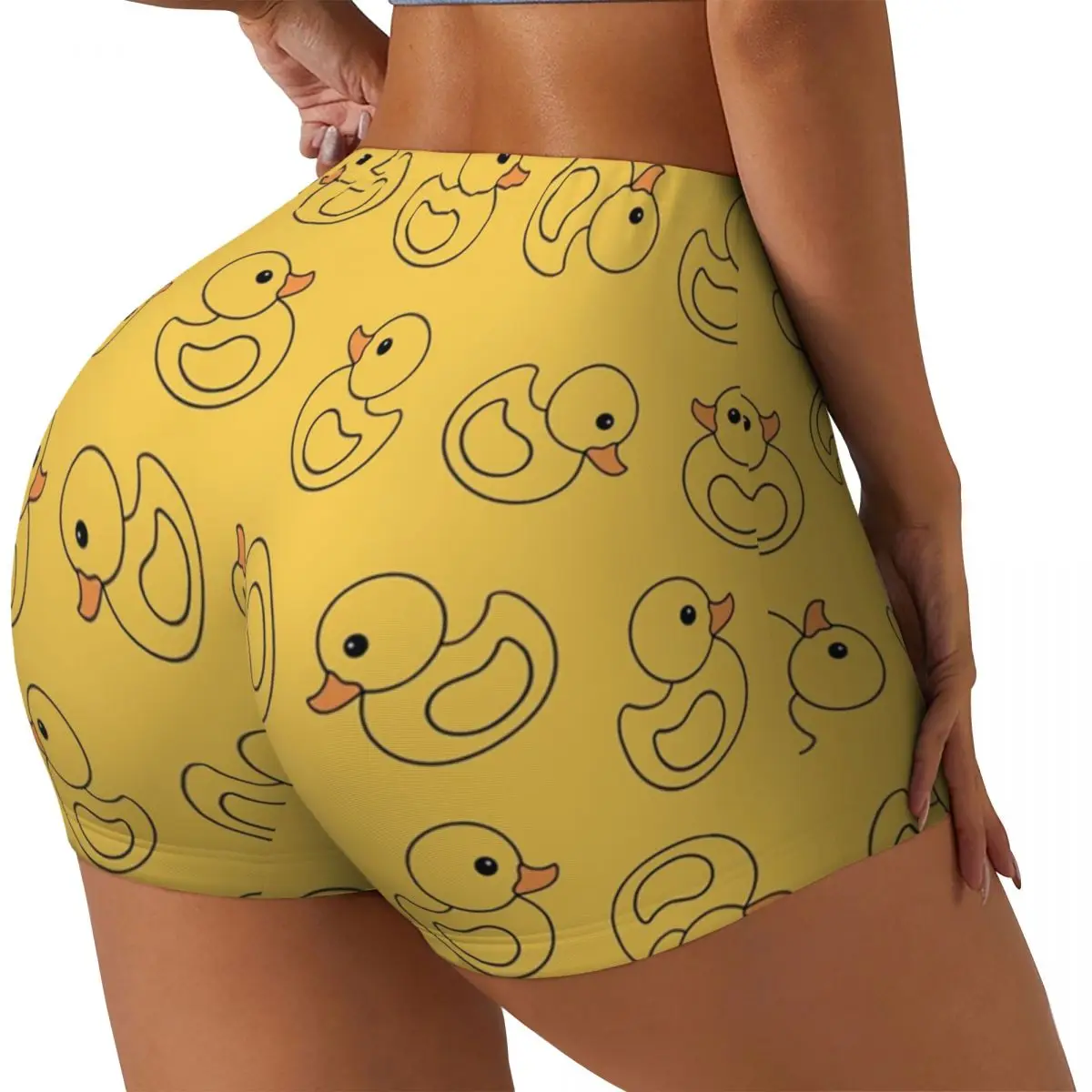 Custom Yellow Rubber Duck Workout Running Volleyball Shorts Women Gothic Gym Yoga Shorts