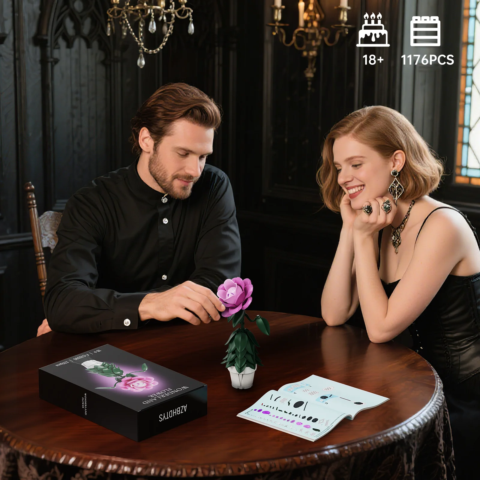 

Наборы строительных кирпичей в стране чудес, игрушки с цветами розы, подарки для женщин и фанатов на день рождения, вечеринку и фестивали (220 шт.)