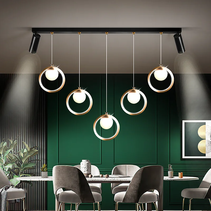 

Spotlight restaurant chandelier Three-head modern minimalist table long bar Nordic creative personality art living room lamp