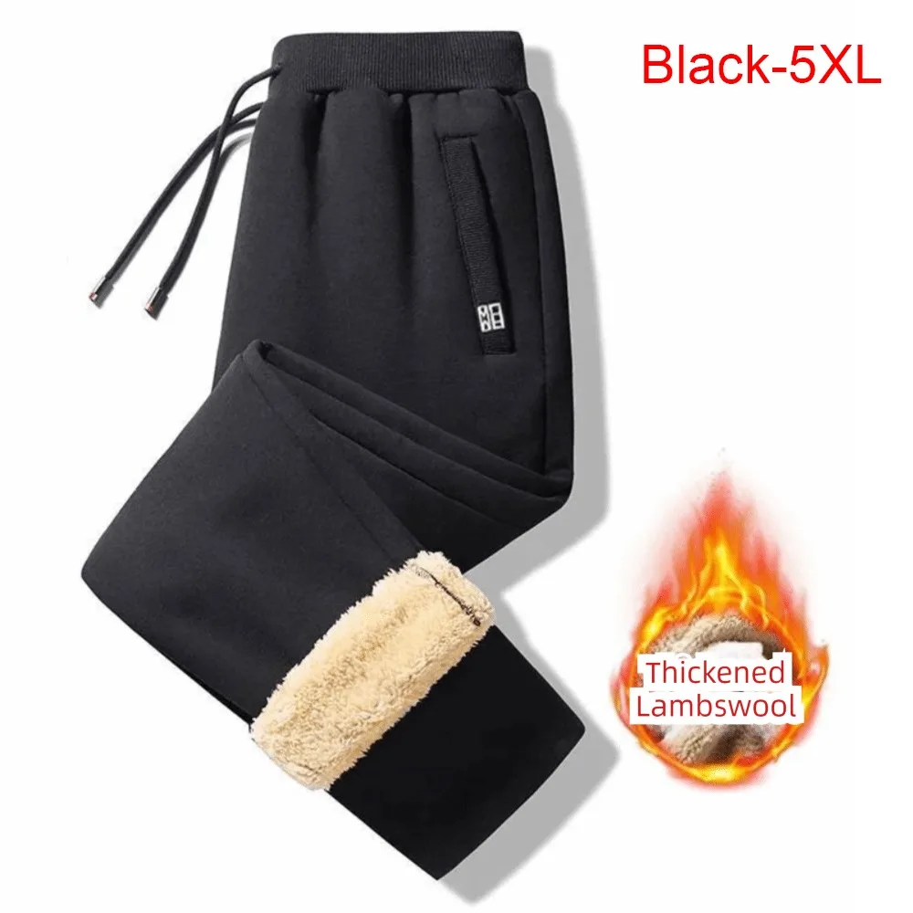 

Fashion Thickened Warm Men's Fleece Pants Waterproof Anti-Cold Windproof Winter Trousers Casual Loose-Fit Straight Pants