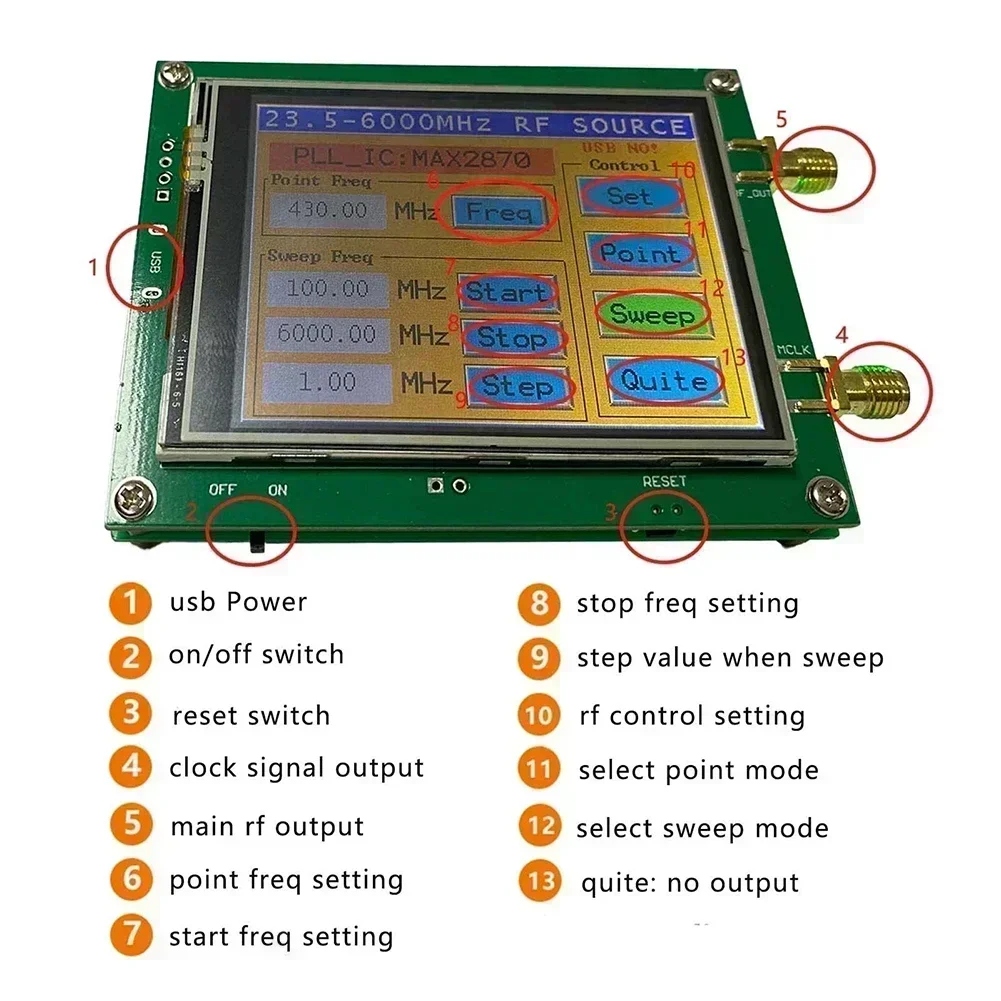1 Pc MAX2870 Rf Signal Generator Source 23~6000Mhz High For  Frequen Full-Frequency Sweep RF Generator Tool And Accessories
