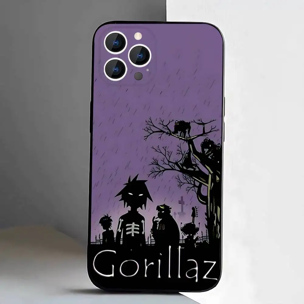 حافظة هاتف ROCK G-Gorillaz-s BAND لهاتف iPhone 17,16,15,14,13,12,11,Pro,XS,Max,XR,Plus,E,SE4,غطاء ناعم أسود صغير #5
