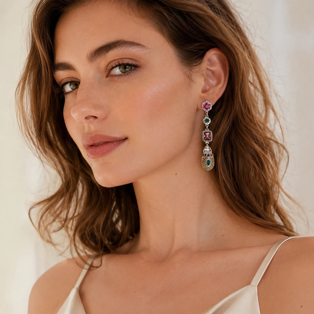 Bunte Scarab Ohrringe Glück Geschenk Für Frauen Sommer Neue Böhmen Edlen Schmuck In 925 Sterling Silber – Detail 1