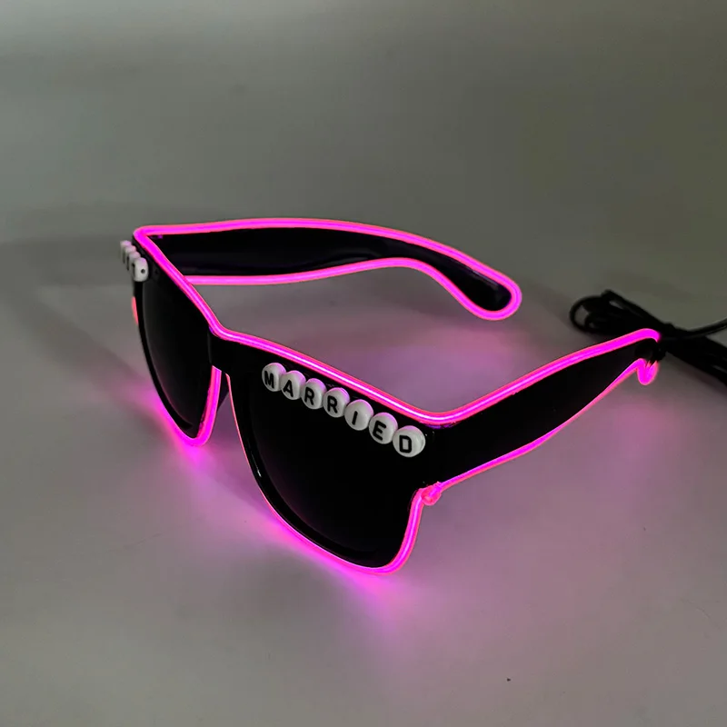 クールな結婚式の夜のサングラス男性女性装飾ライトメガネファッション JUST MARRIED メガネ光る眼鏡