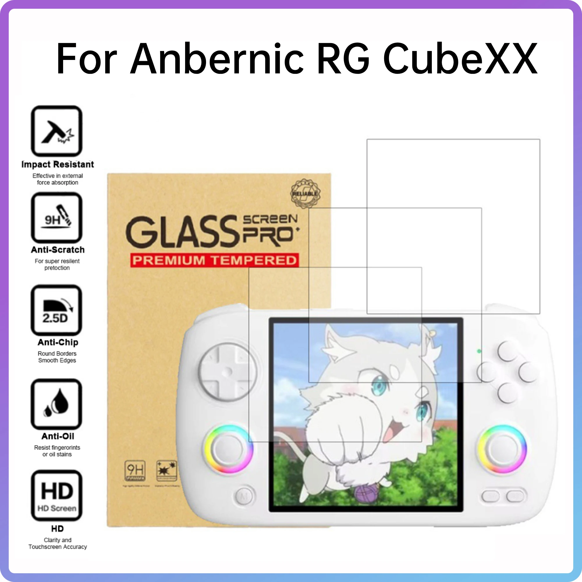 

HD Screen Protector Film Anti-Scratch 9H Hard Tempered Film Protective Films for Anbernic RG CubeXX Gaming Console Accessories