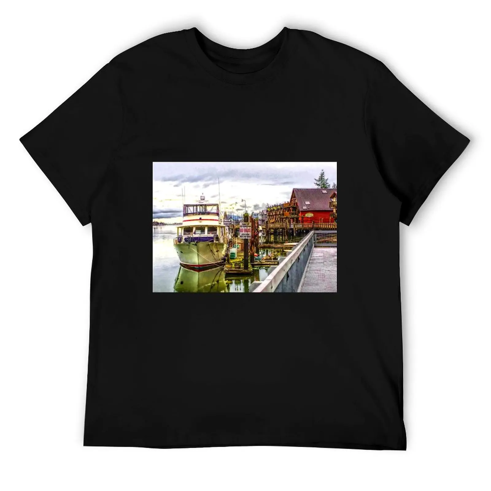 

Boats on the La Conner Waterfront T-Shirt anime t shirts oversize funny t shirts man man t shirts for men casual T-Shirt