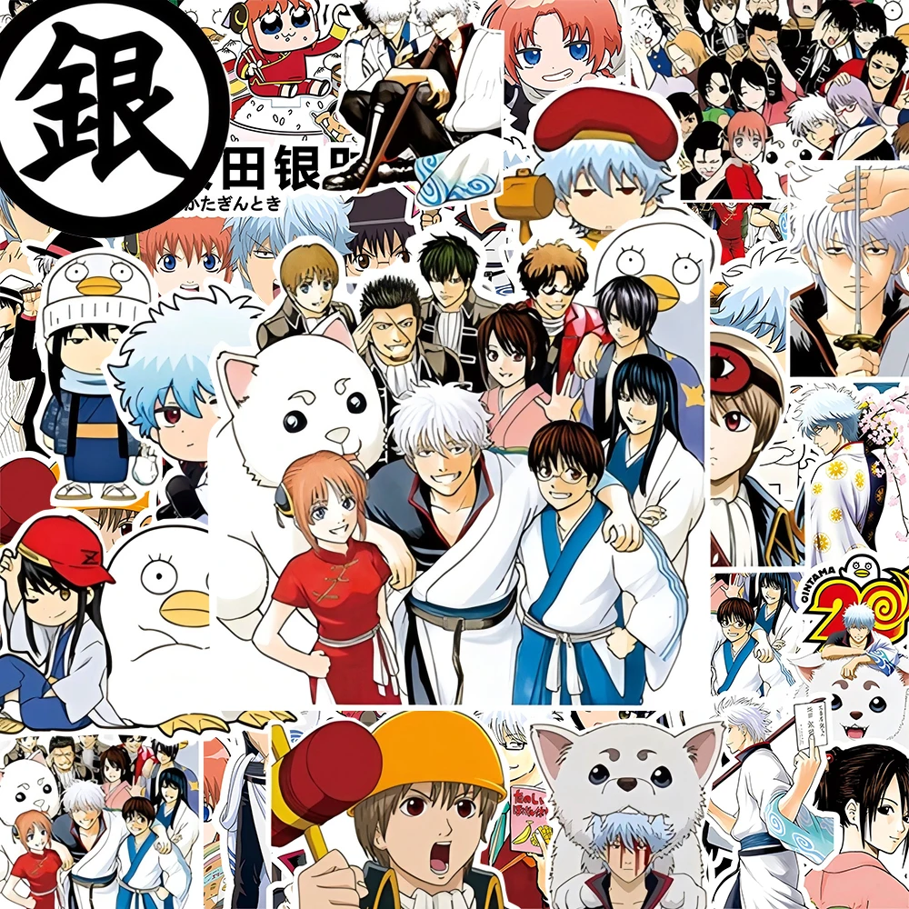 10/30/80 قطعة انمي ياباني جينتاما ملصقات كول ساكاتا جينتوكي الشارات حقيبة الأمتعة الغيتار سيارة الكرتون مانغا ملصق لعبة طفل