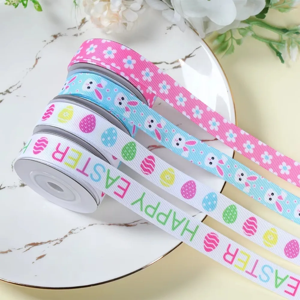 

New 4.5M/9M Easter Ribbon Bows DIY Crafts Wrapping Ribbon Carrots Eggs Happy Easter Ribbon Easter Decoration Gift