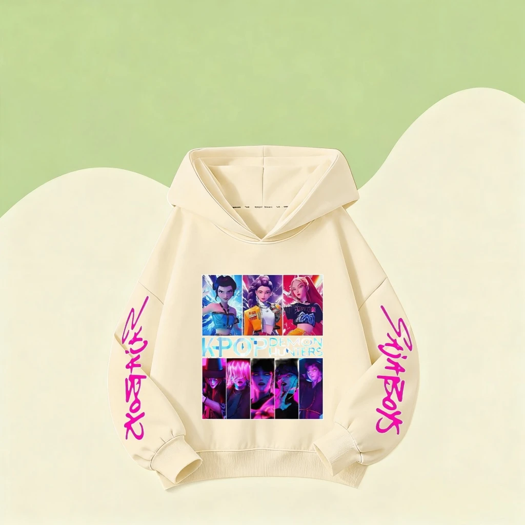 

KPOP Hunters Huntrix Themed Kids Hooded Sweatshirts Trendy Character Hat Pullover Casual Hoodies For Kids Boys Girls Loungewear
