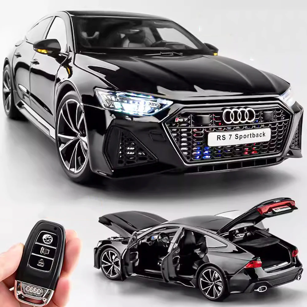1:18 RS7 Honda Accord Model Toy Cars Alloy Diecast Sound Light Shock Absorption Adjustable Seat Ornament Vehicles for Kids Gifts