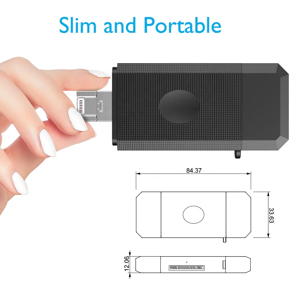 New Design 3 in 1 Lightning+Type-C+USB-A Card Reader