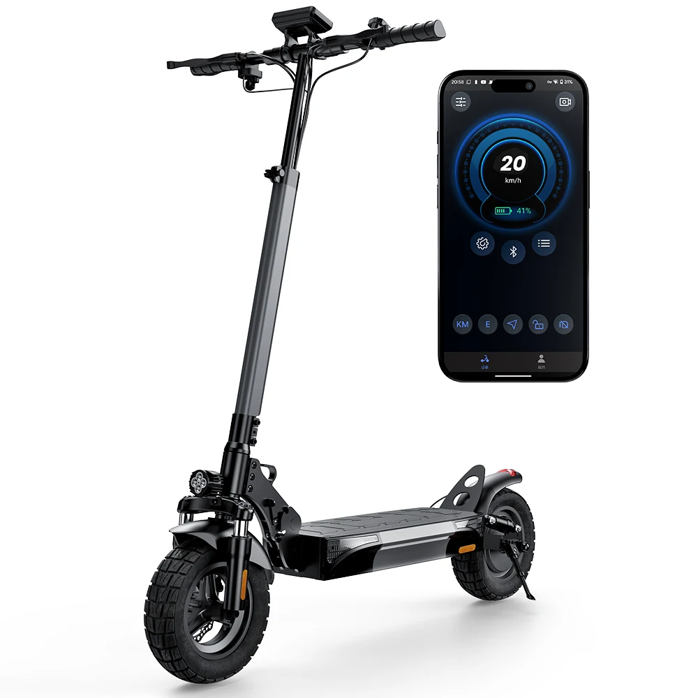 IScooter W9 Elektroroller: 1000W Motor, 48V 14Ah Akku, 45km Reichweite, 45km/h Höchstgeschwindigkeit, 10-Zoll-Reifen, Offroad-Elektroroller.