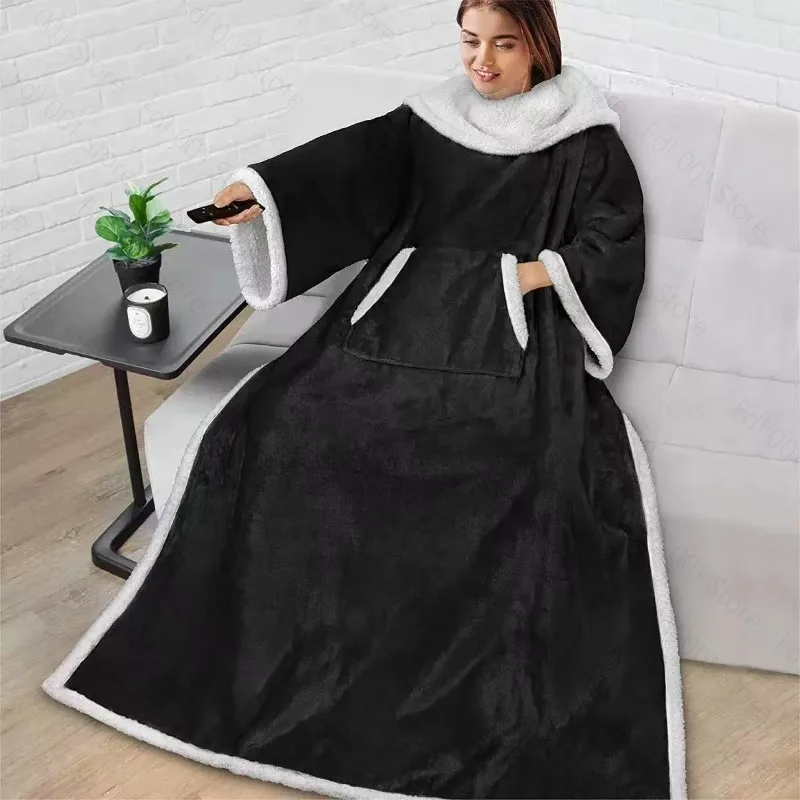 Cross-border Popular TV Lamb Fleece TV Blanket Home Lazy Blanket Multifunctional Sleeve Blanket Couple