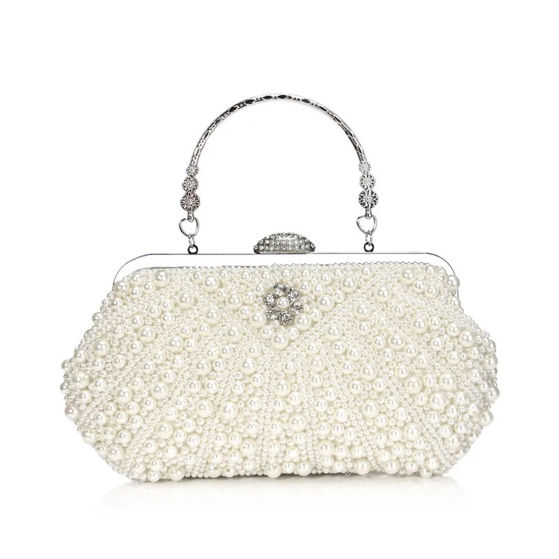 

Women's Pearl Beaded Clutch Evening Handbags for Formal Bridal Wedding Clutches Purse Prom Cocktail Party Rhinestone Bags Luxury