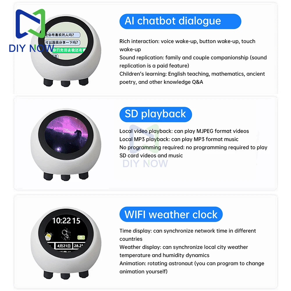 DeepSeek AI صوت الدردشة روبوت ESP32 S3 1.28 بوصة شاشة الكريستال السائل N16R8 الإلكترونية عين ساعة سطح المكتب espHome مساعد ل XiaoZhi #4