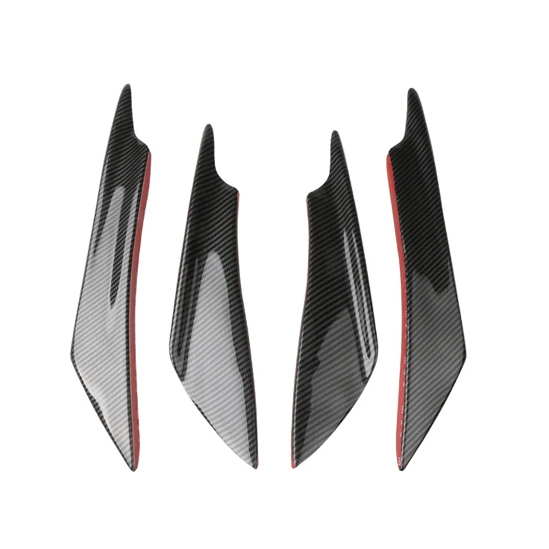 4pcs Front Bumper Side Canards Splitter Fins Universal Black Front Bumper Spoilers Car Door Anti-collision Belt Bumper Guard