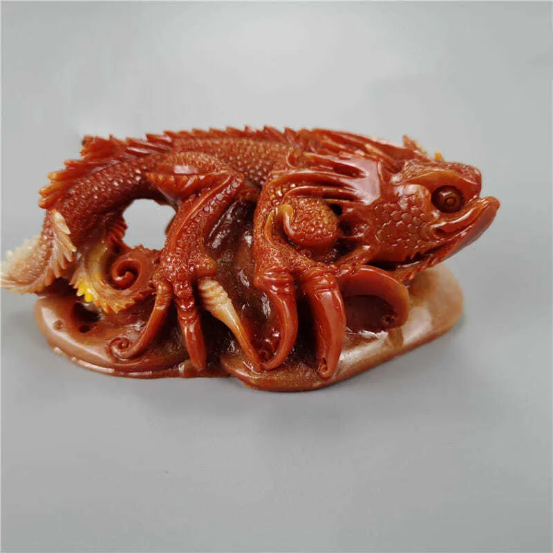 

China Shoushan Stone Hand Carved Lizard Feng Shui Statue Ornamental Stone Porch Decoration