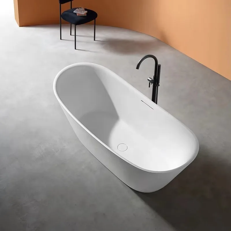 

New Arrival Indoor SPA Japanese Soaking Bath Tub Oval Freestanding Artificial Stone Bathtub for Adults for Villas
