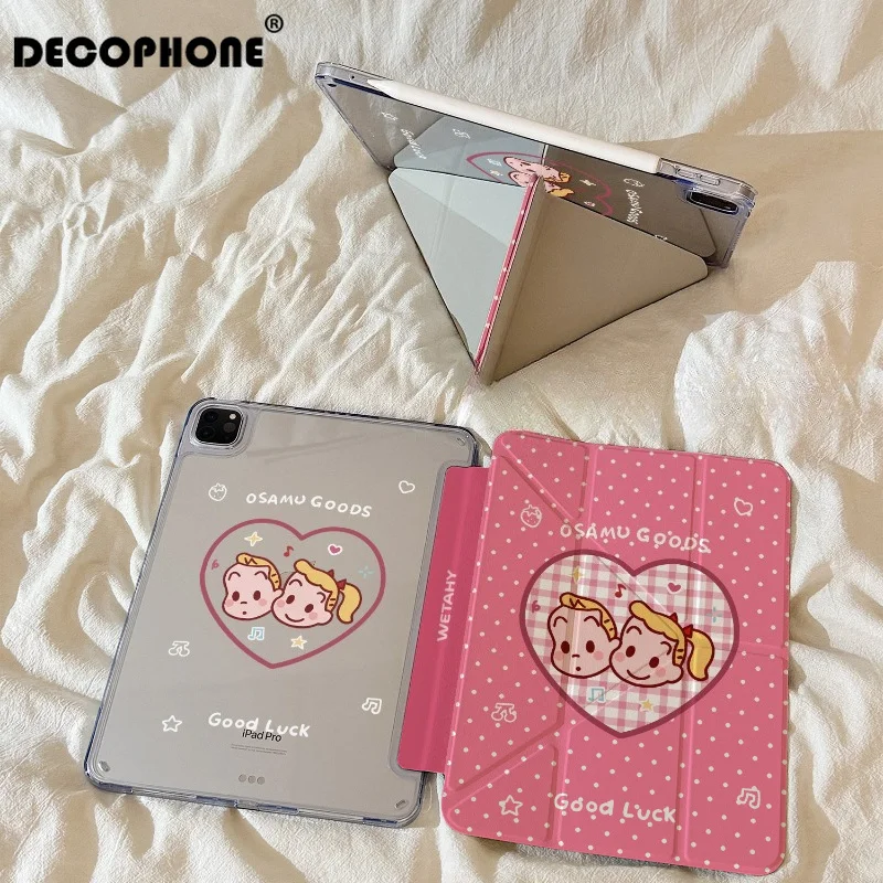 Heart-Shaped Polka Dots 3+Y-fold Tablet Case for Samsung GalaxyTab/Redmi/Lenovo/ IPad/HONOR MagicPad/OPPO/ONE PLUS/HUAWEIMATEOAD