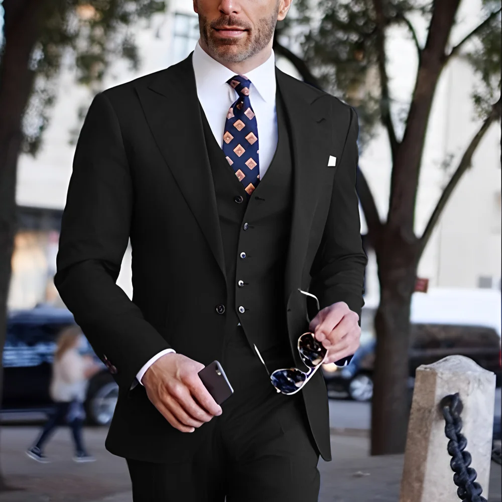 Ensemble de costume 3 pièces pour hommes, style rouge vin, design à simple boutonnage, costume, gilet et pantalon, choix d'affaires et de mariage