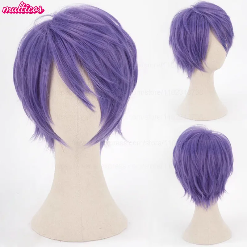Farben Kurze Gerade Cosplay Perücke Layered Shaggy Flauschig Rot Rosa Braun Grün Blau Hitzebeständige Kunsthaar Party Anime Perücken – Detail 23