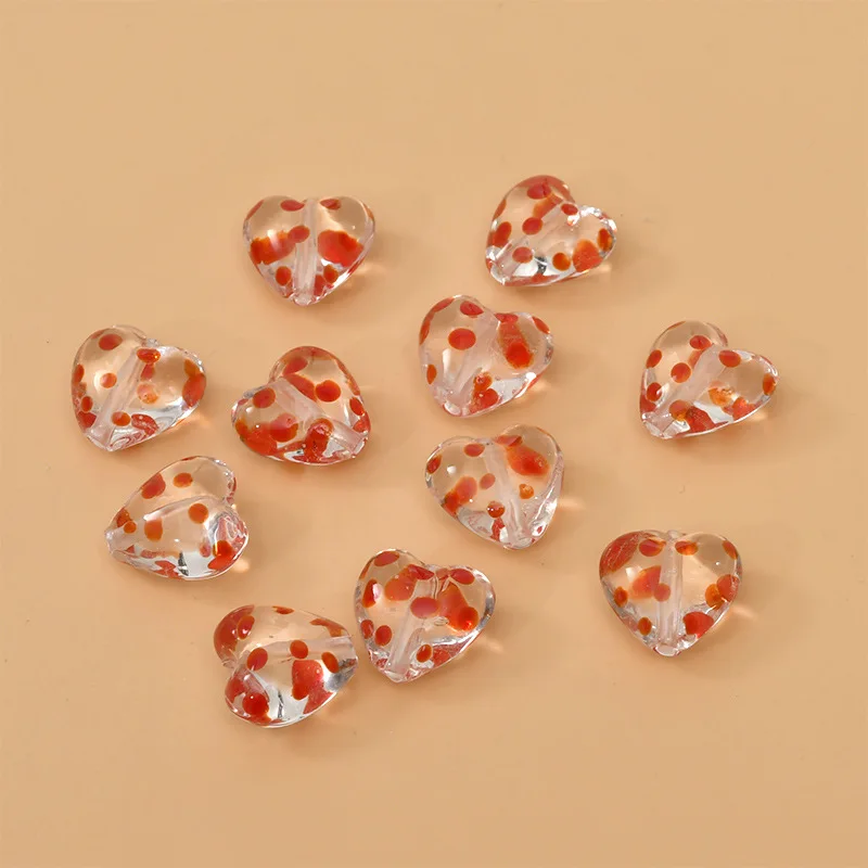 5pcs 16mm Handmade Wave Point Lampwork Beads DIY Loose Spacer Heart Shape Lampwork Glass Bead For Jewelry Making Accessories