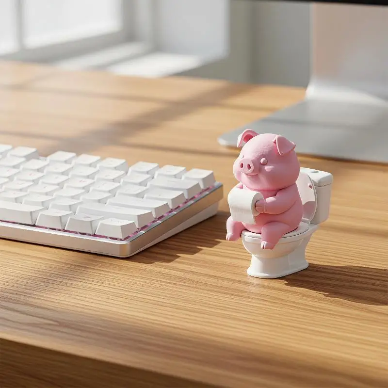 Tabletop Piggy Bathroom Ornament Wall Mounted Cute Pig On Toilet Resin Statue Creative Waterproof Home Decor Gift