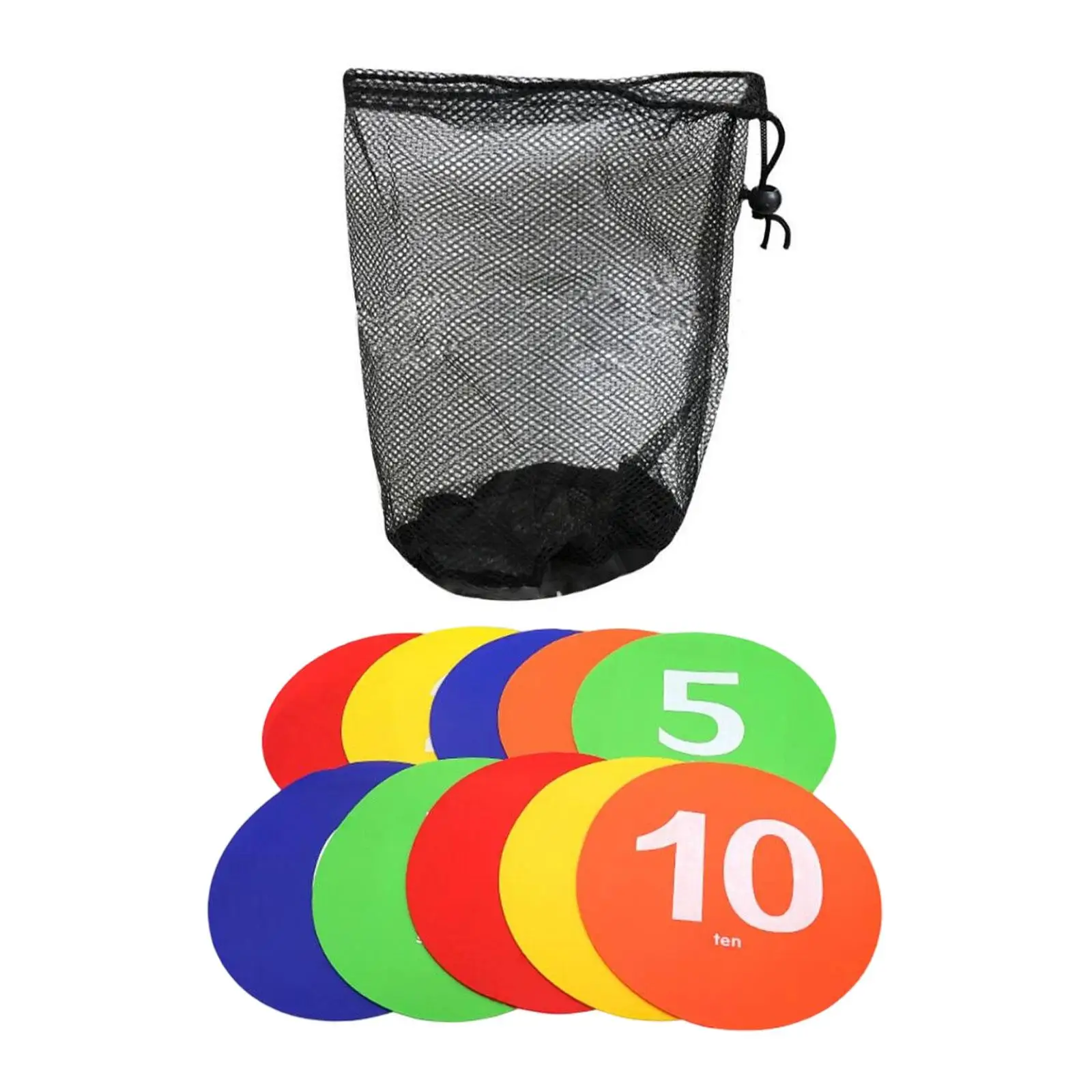 10Pcs Spots Markers with Storage Bag Anti Slip Flexible Round Floor Spots for Exercise Sport Activities Basketball Gym Field