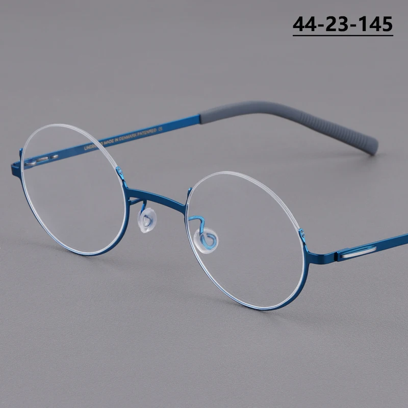 Denmark Newest Design Half-rim Round Eyeglasses Men Screwless Pure Titanium Half Frame Glasses Women Circle Spectacles Eyewear