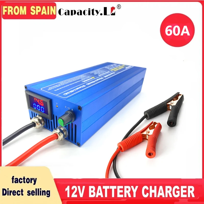 Caricabatterie 0-15V 50A/60A per Batterie Lifepo4, Caricatore Rapido al Litio, Adattatore per Batterie 14.6V