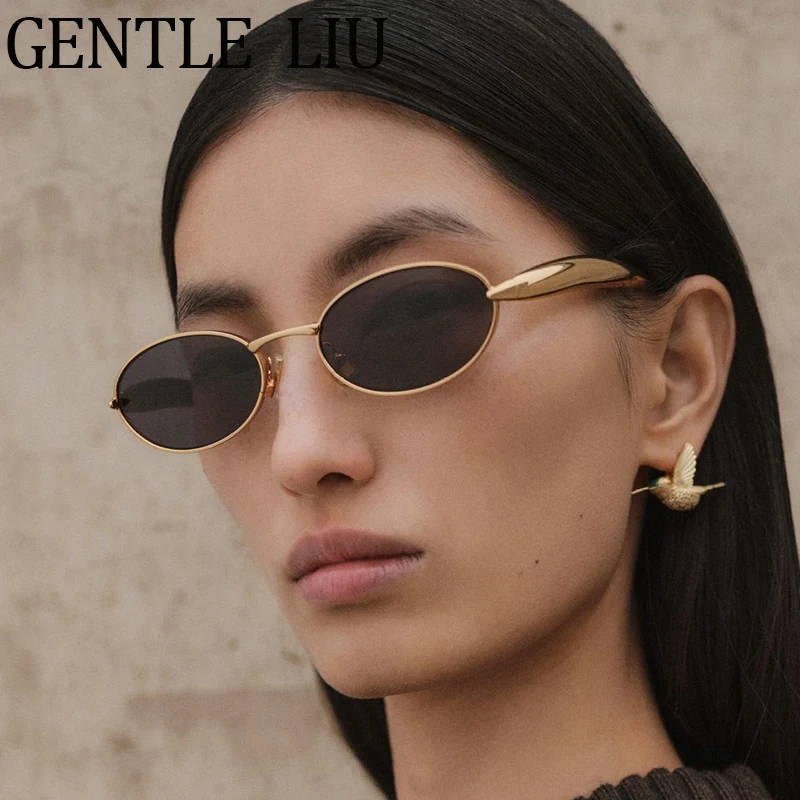 

Sexy Oval Punk Sunglasses Women 2025 Luxury Vintage Metal Small Frame Cute Sun Glasses Outdoor Eyewear For Ladies Shades UV400