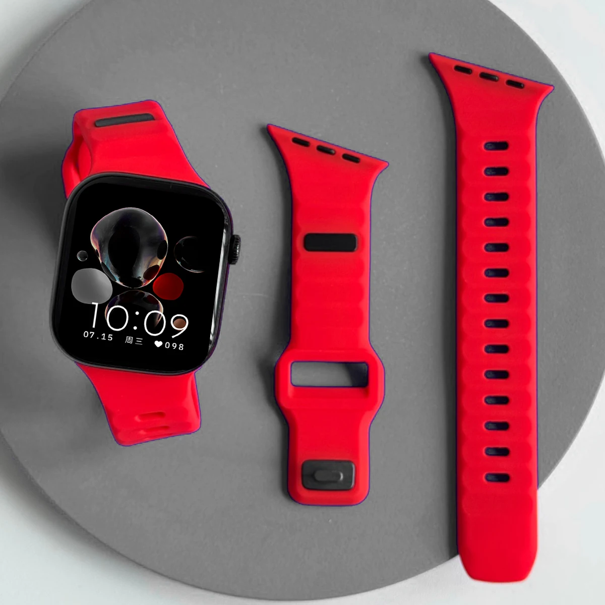 Silikon-Sportarmband für Apple Watch Ultra 3/2 49mm 42 44 38 40 41mm Zweifarbiges Verstellbares Armband für iWatch S11 10 9 8 7 6 SE3
