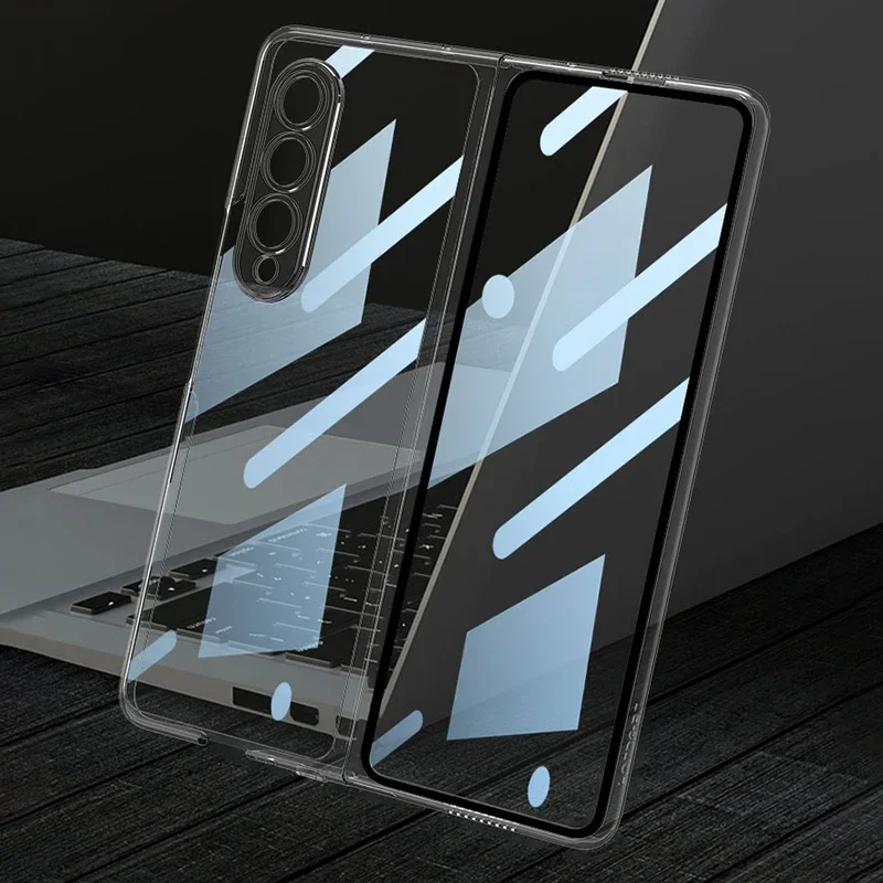 GKK الفاخرة تصفيح غطاء زجاجي للشاشة لهاتف سامسونج جالاكسي Z أضعاف 7 6 5 حافظة حماية الكاميرا البلاستيك الصلب لهاتف جالاكسي Z أضعاف 4 5