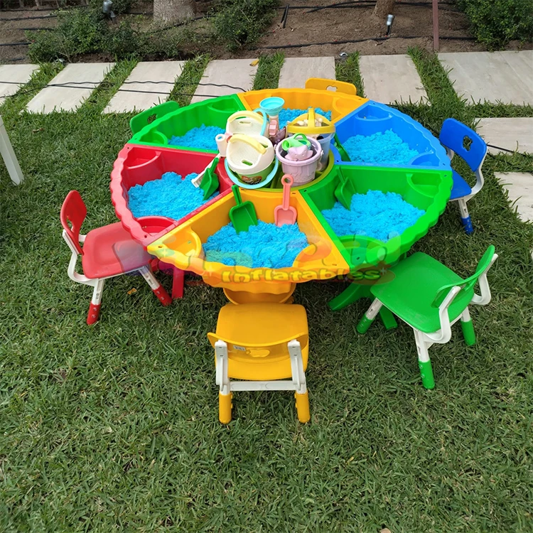 

Kids Play Table and Chair Set Party Colorful Diy Safety Plastic Table Play Set Furniture for Children Game