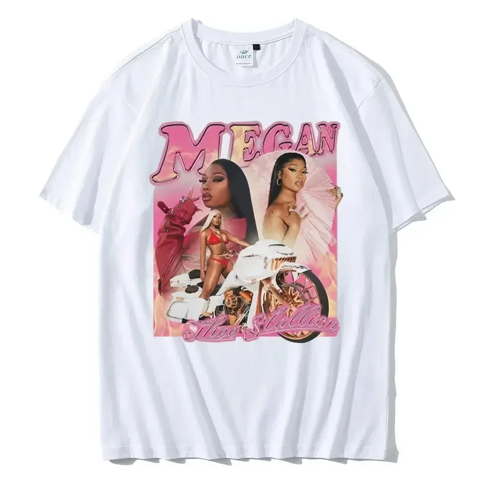 Men's Women's Cotton T-Shirt Rapper Megan Thee Stallion Graphics Printed Hip Hop Top Vintage Classic Trend Sports Short Sleeve