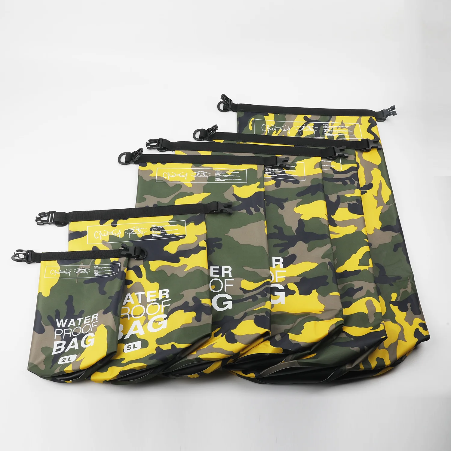 Outdoor Camouflage Waterproof Dry Bags 2/5/10/15L/30L Portable Rafting Diving Dry Bag Sack PVC Swimming Bags for River Trekking