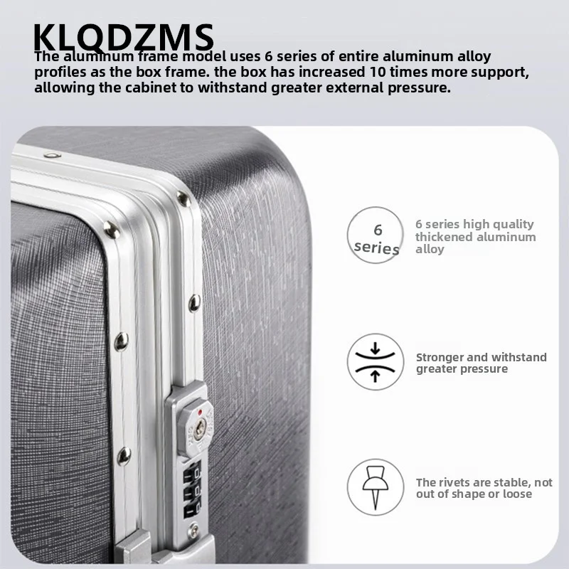 KLQDZMS Men's Suitcase Aluminum Frame Boarding Box 20