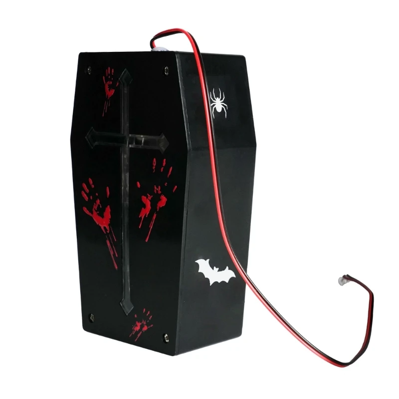 

Stylish Sound Triggered Halloween Coffin Frightening Sound Triggered Coffin with Bright LED Lights for Horror Event