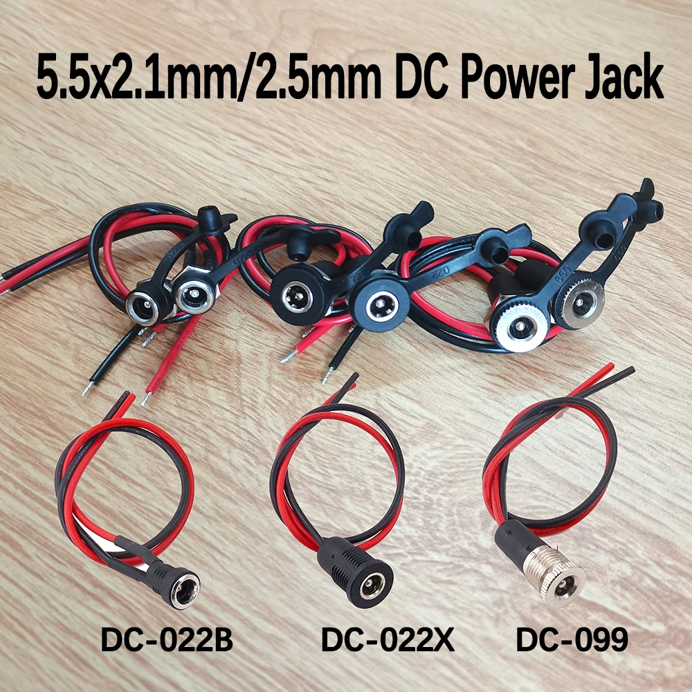 1 Stück Wasserdichte Panelmontage DC-Strombuchse 5,5x2,1mm 5,5x2,5mm Buchsenanschluss mit Kabel für LED-Licht CCTV E-Bike – Detail 1