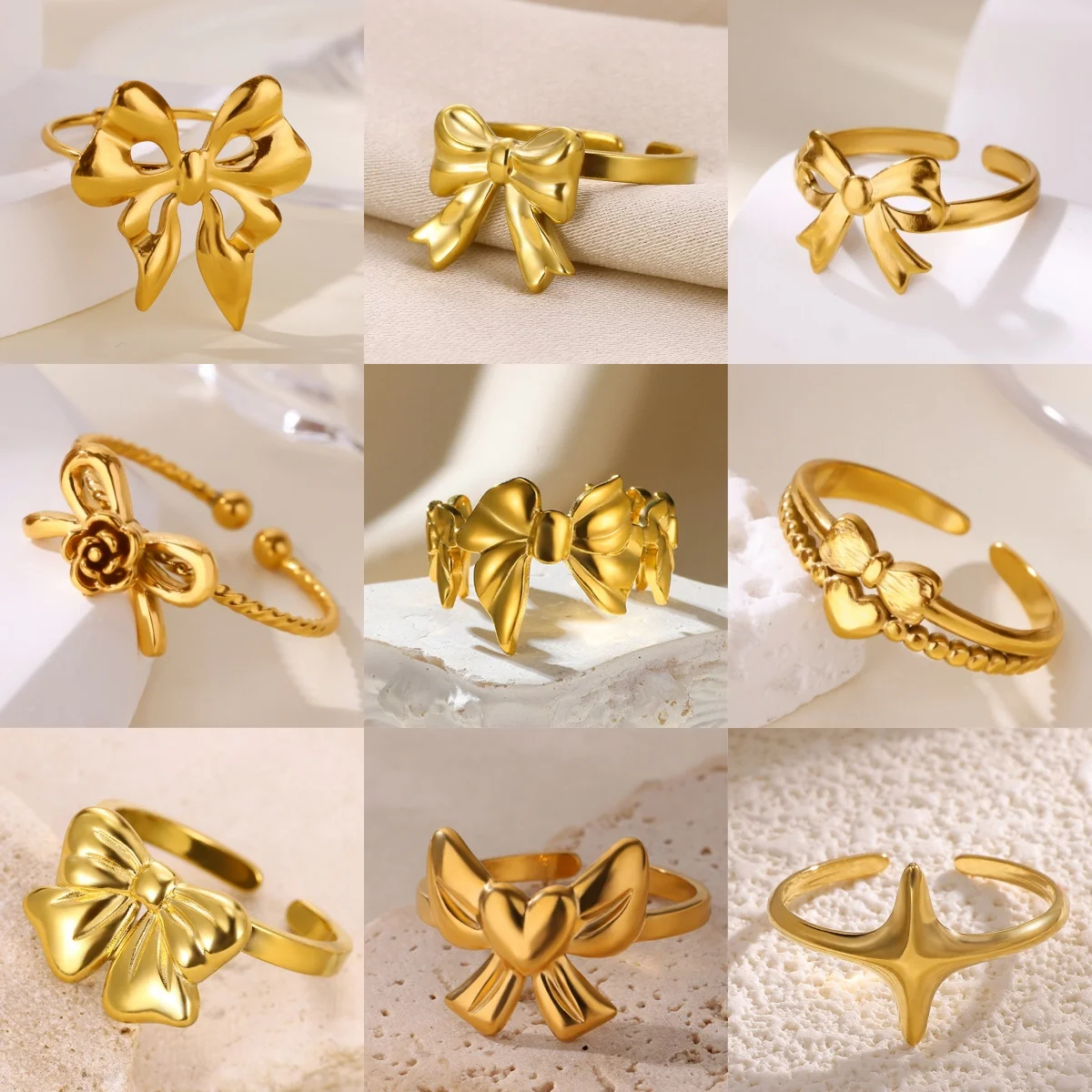 Sweet Bow Damenringe aus Edelstahl, vergoldet, Verlobung, Hochzeit, Party, Schmuck, Ring, Jahrestag, Geschenk, kostenloser Versand