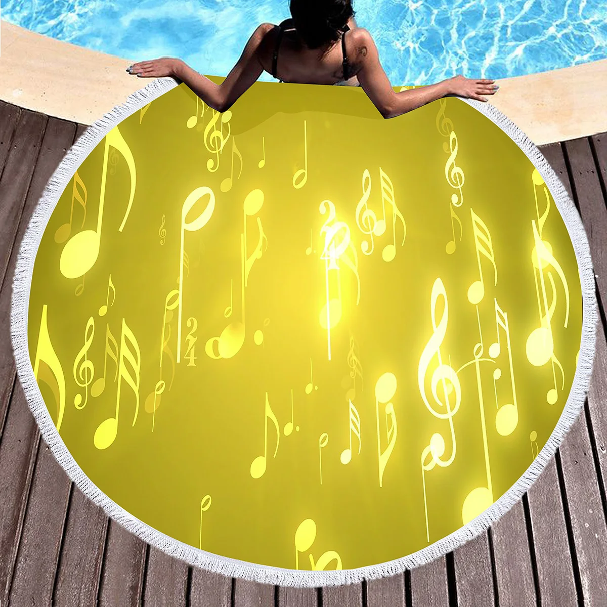 ملاحظة الموسيقى جولة منشفة الشاطئ موضوع الموسيقى منشفة نزهة حصيرة التجفيف السريع بطانية شاطئ لحمام السباحة التخييم السفر المشي لمسافات طويلة الرياضة اليوغا #4