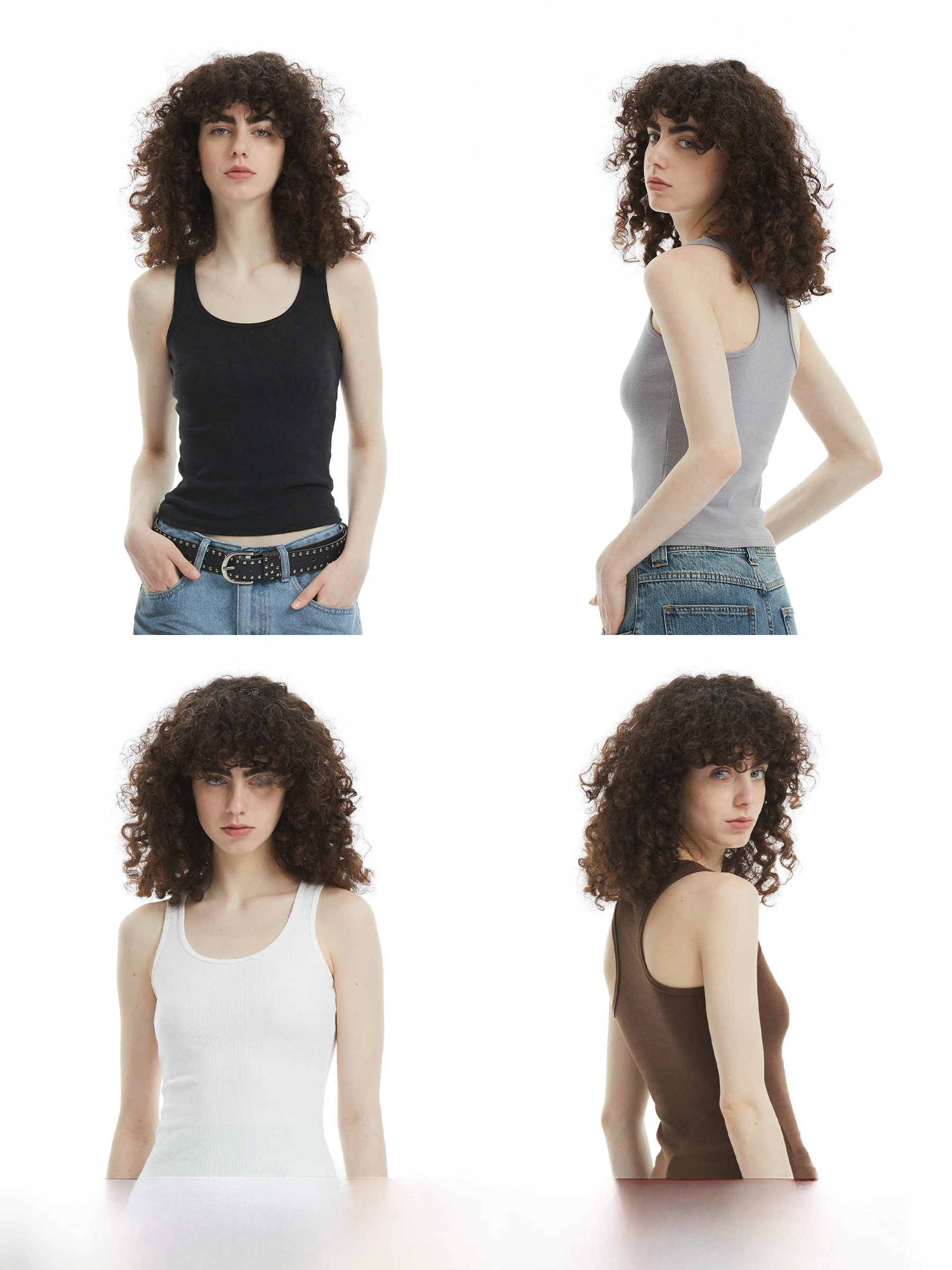 

Lal Project Summer New Faionable No-Sve Ribbed Vest T-irt Women's Slim Fit Cotton Polyester Blend Pure Color Commute S...