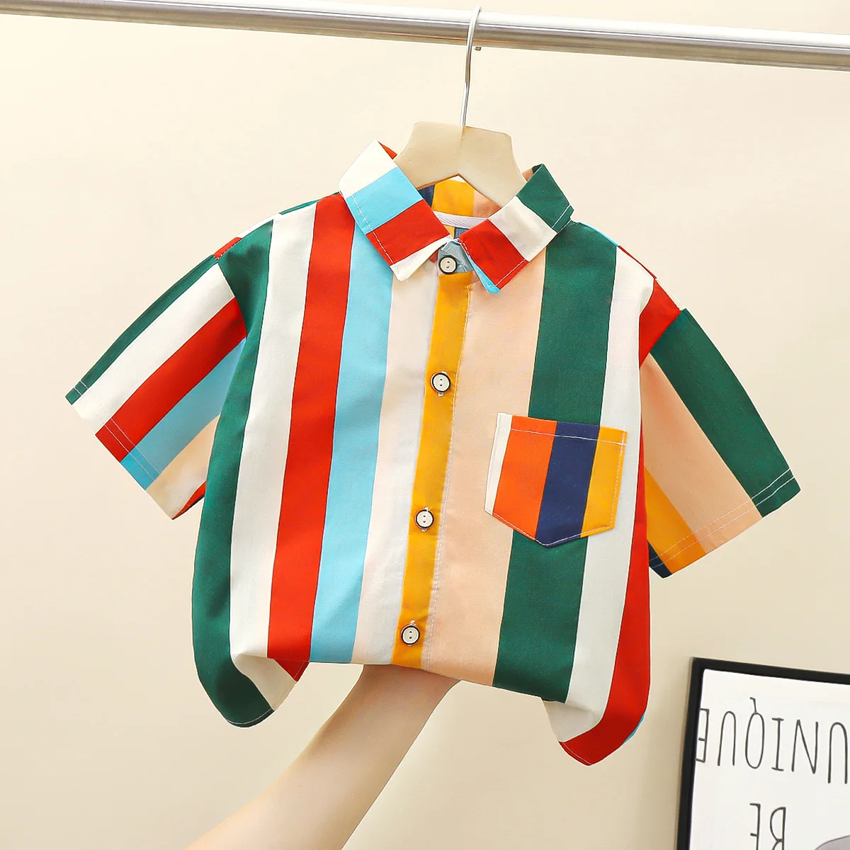 90-170cm Children Girl Short sleeved Shirts Summer Boys Summer Clothes Thin Baby Shirts  Cotton Tops 2023 New Korean Version