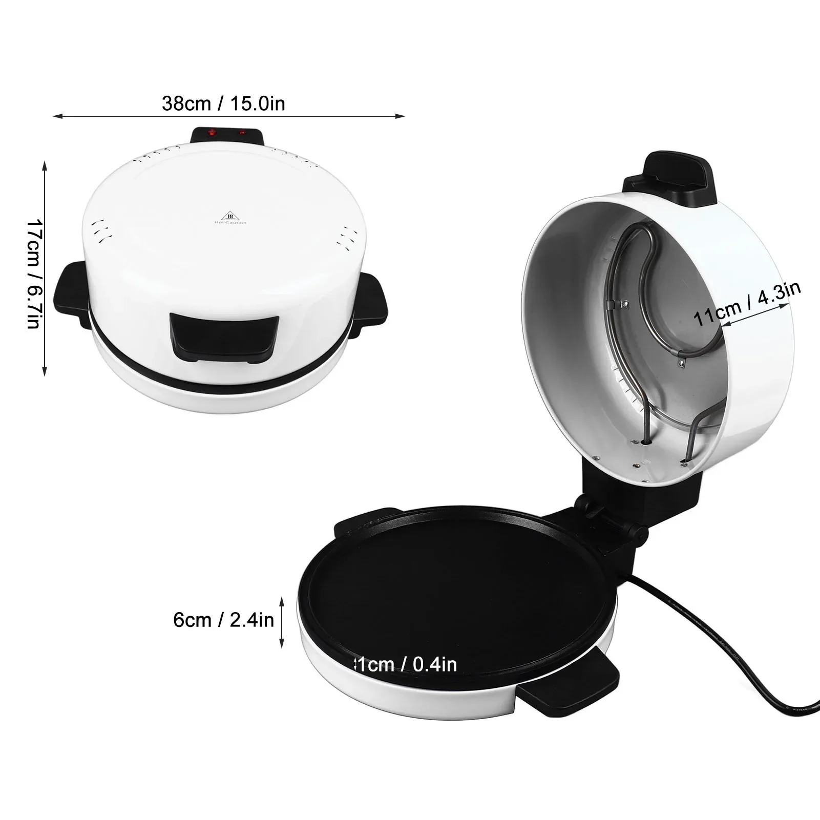 Teglia elettrica per pizza da 2200 W Teglia elettrica portatile da 12 pollici da appoggio per pizza Macchina per bistecche Tostapane Piastra per pizza