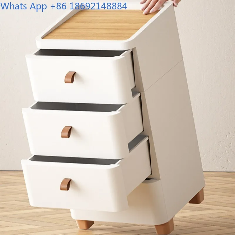 Drawer-Type High-Value Miscellaneous Cabinet Living Room Multi-Layer Storage Organizer Wooden Lid Movable Plastic Gap Cabinet
