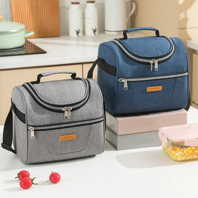 

Handle Insulated Lunch Bag High Capacity Picnic Bento Box Meal Pouch Food Thermal Cooler Delivery Bags for Women /Men/Kids