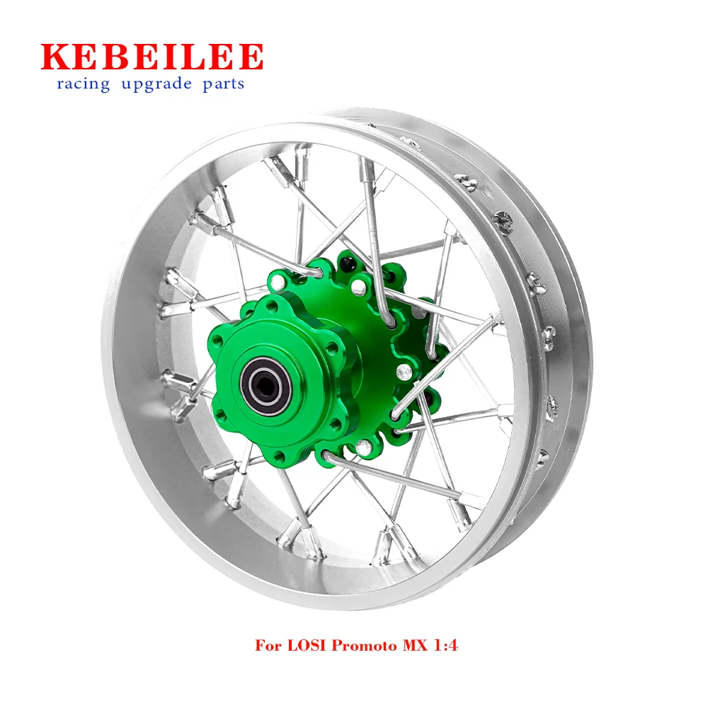 Roda traseira de alumínio KEBEILEE CNC V2 para motocicleta LOSI Promoto MX 1:4 prata